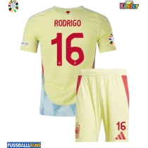 Spanien Rodri Hernandez #16 Auswärts Trikotsatz Kinder EM 2024 Kurzarm (+ Kurze Hosen)